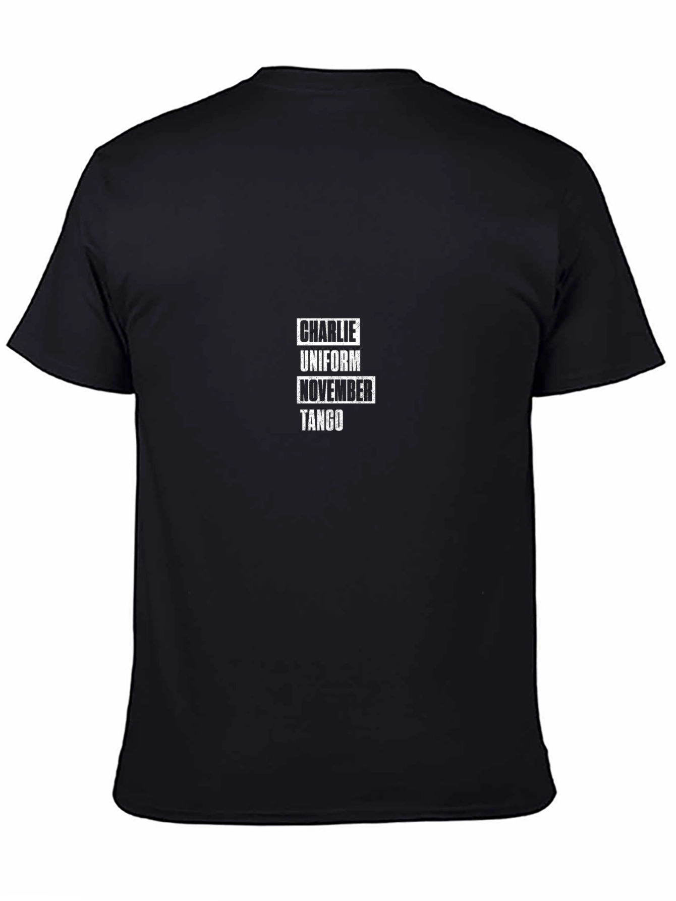Camiseta Negra con Diseño Charlie Uniform November Tango