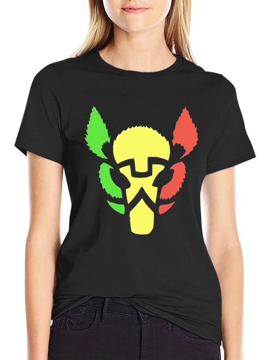 Camiseta Negra con Diseño de León Rasta