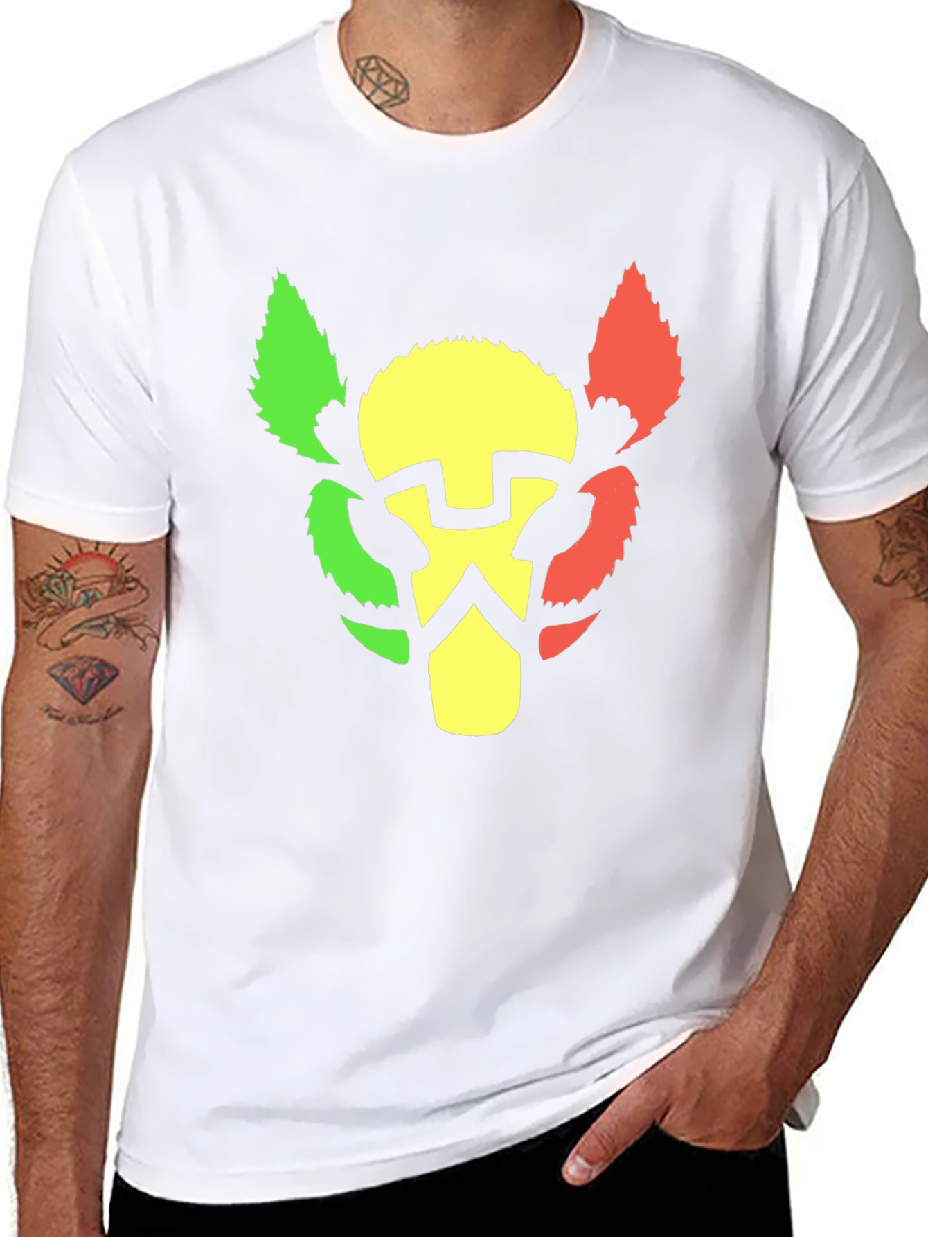 Camiseta Negra con Diseño de León Rasta