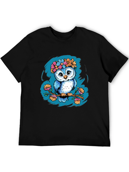 Camiseta Negra con Búho Floral