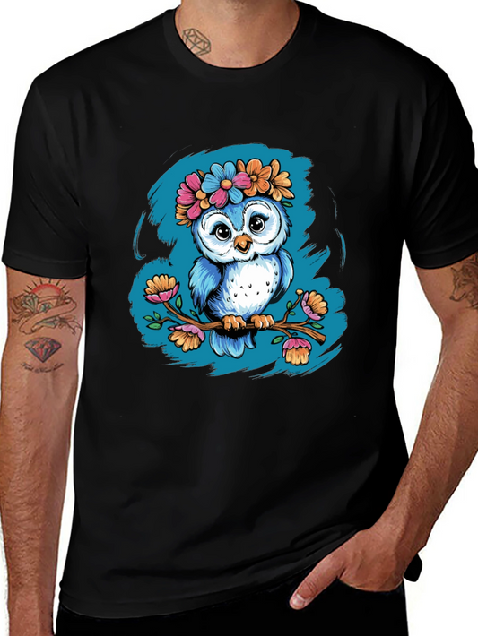 Camiseta Negra con Búho Floral