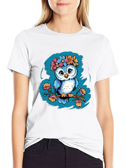 Camiseta Negra con Búho Floral