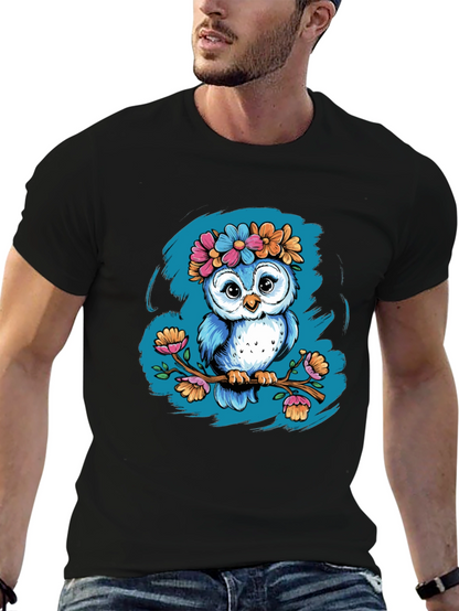 Camiseta Negra con Búho Floral