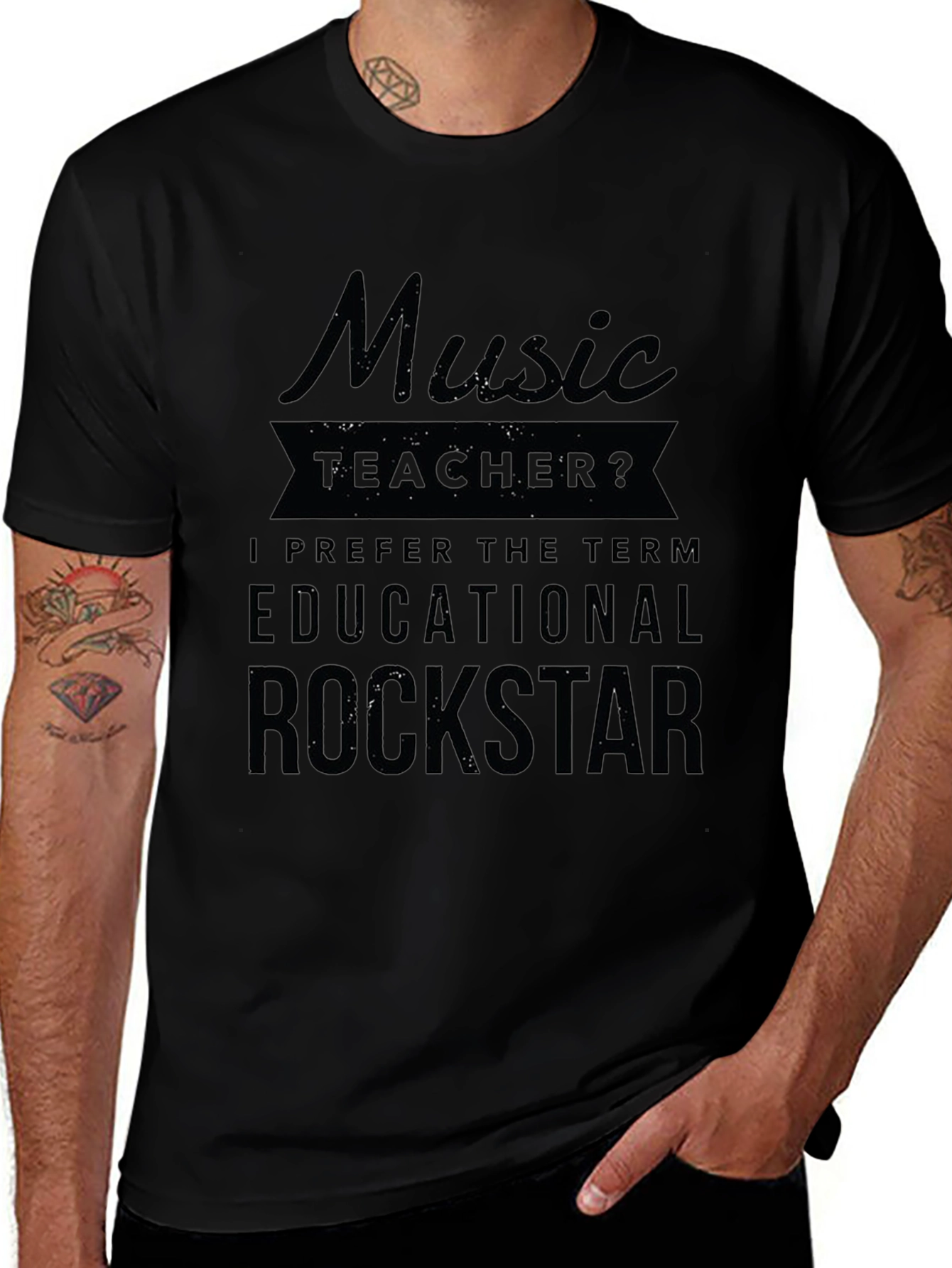 Camiseta Negra Music Teacher? Educational Rockstar