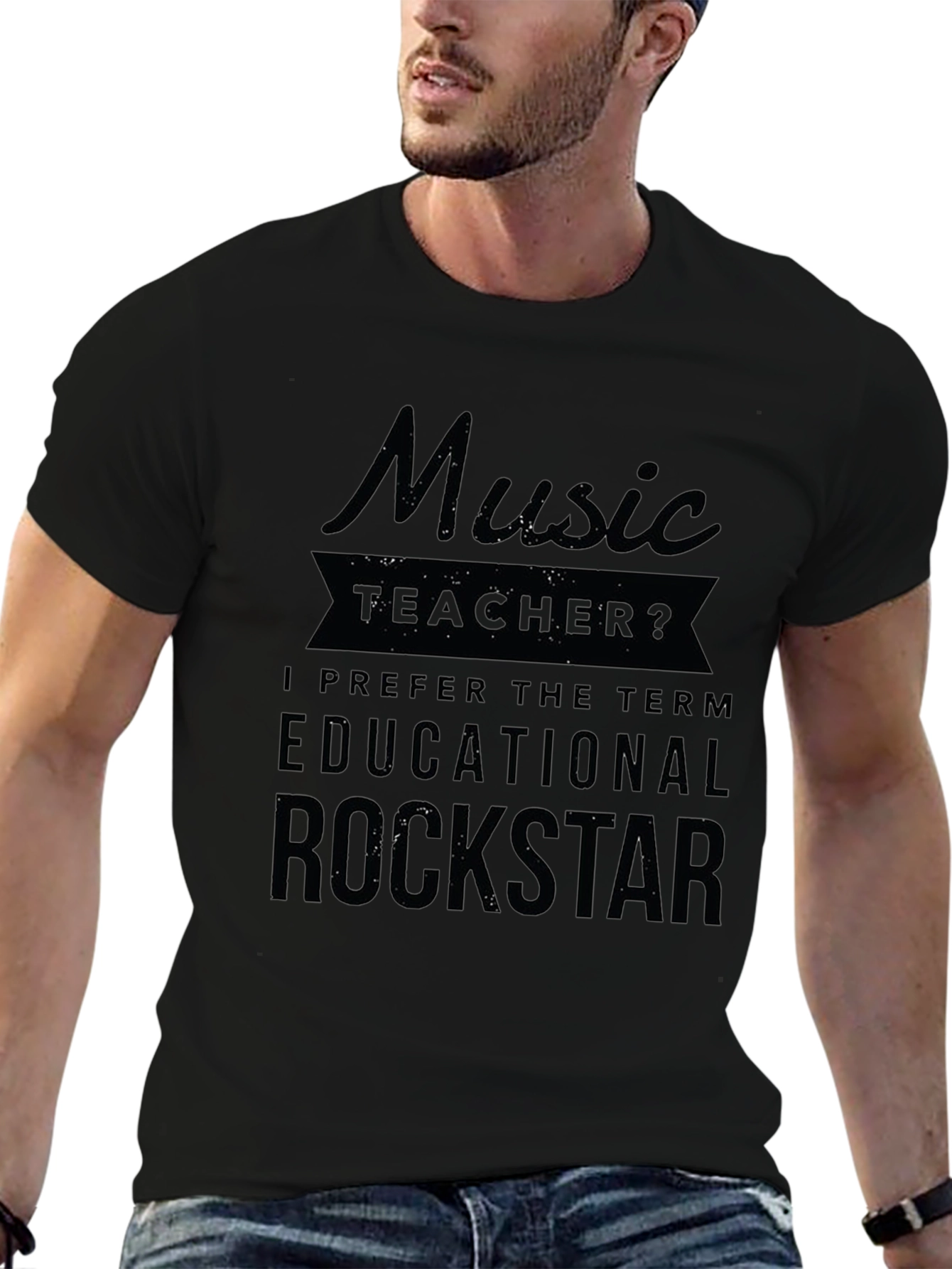 Camiseta Negra Music Teacher? Educational Rockstar
