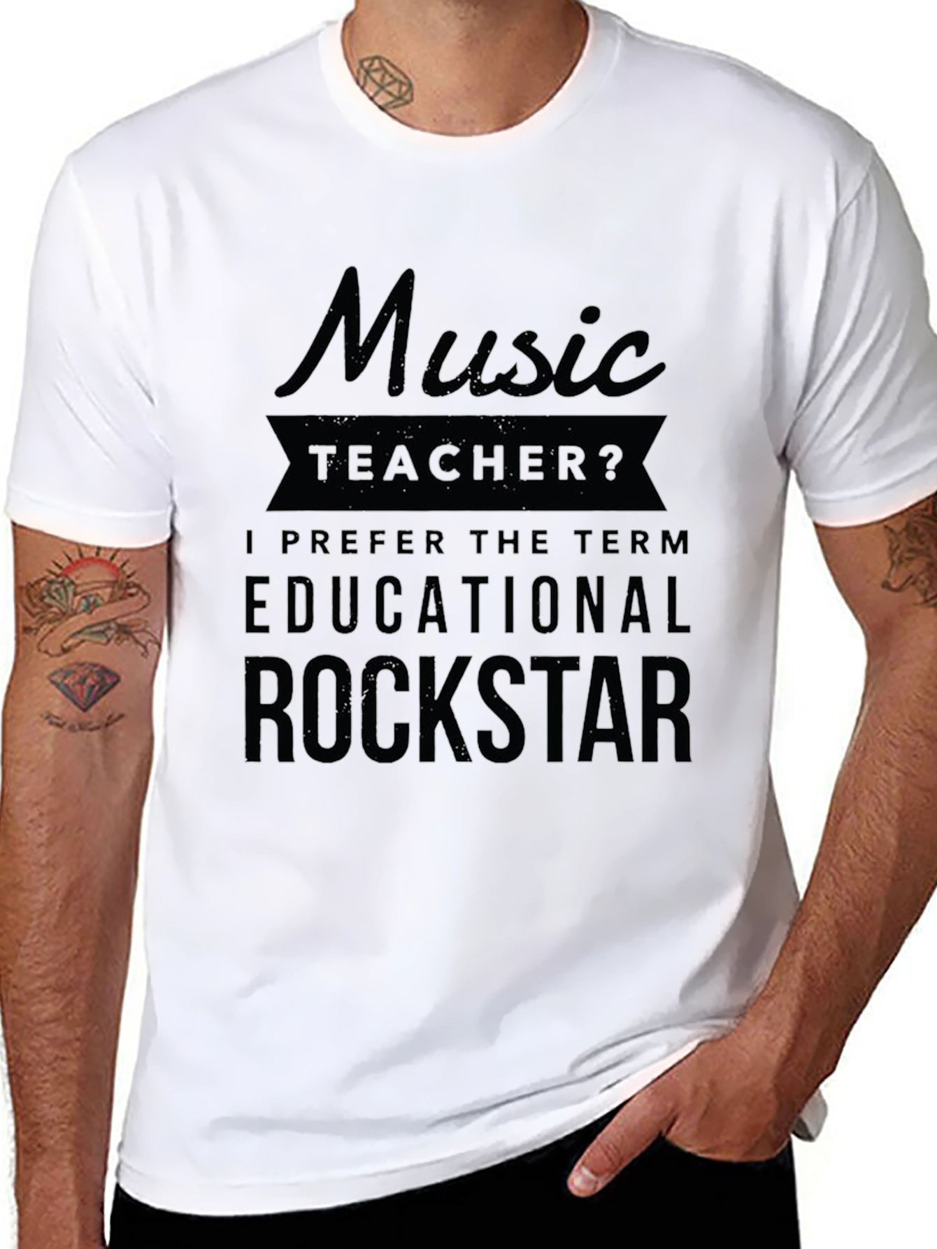 Camiseta Negra Music Teacher? Educational Rockstar