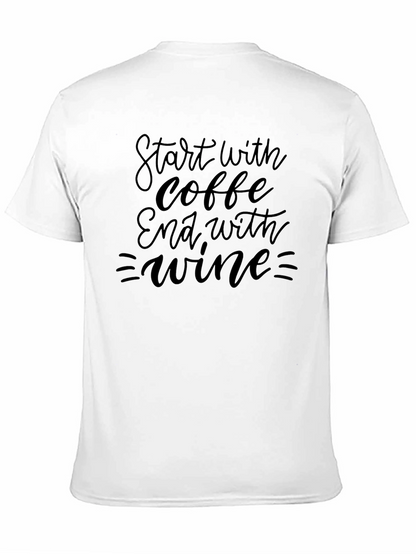Camiseta Negra: Café y Vino