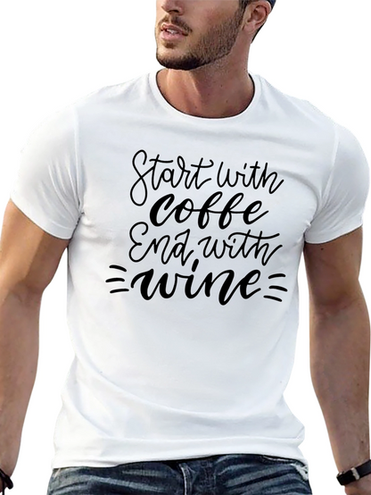 Camiseta Negra: Café y Vino