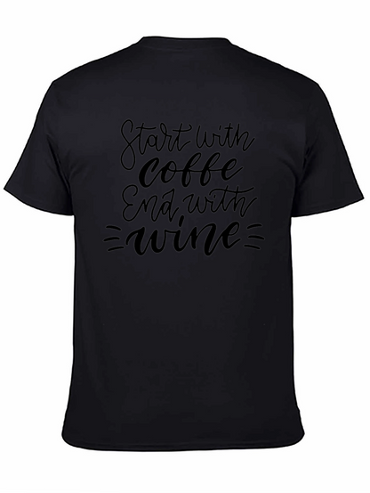 Camiseta Negra: Café y Vino