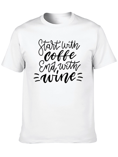 Camiseta Negra: Café y Vino