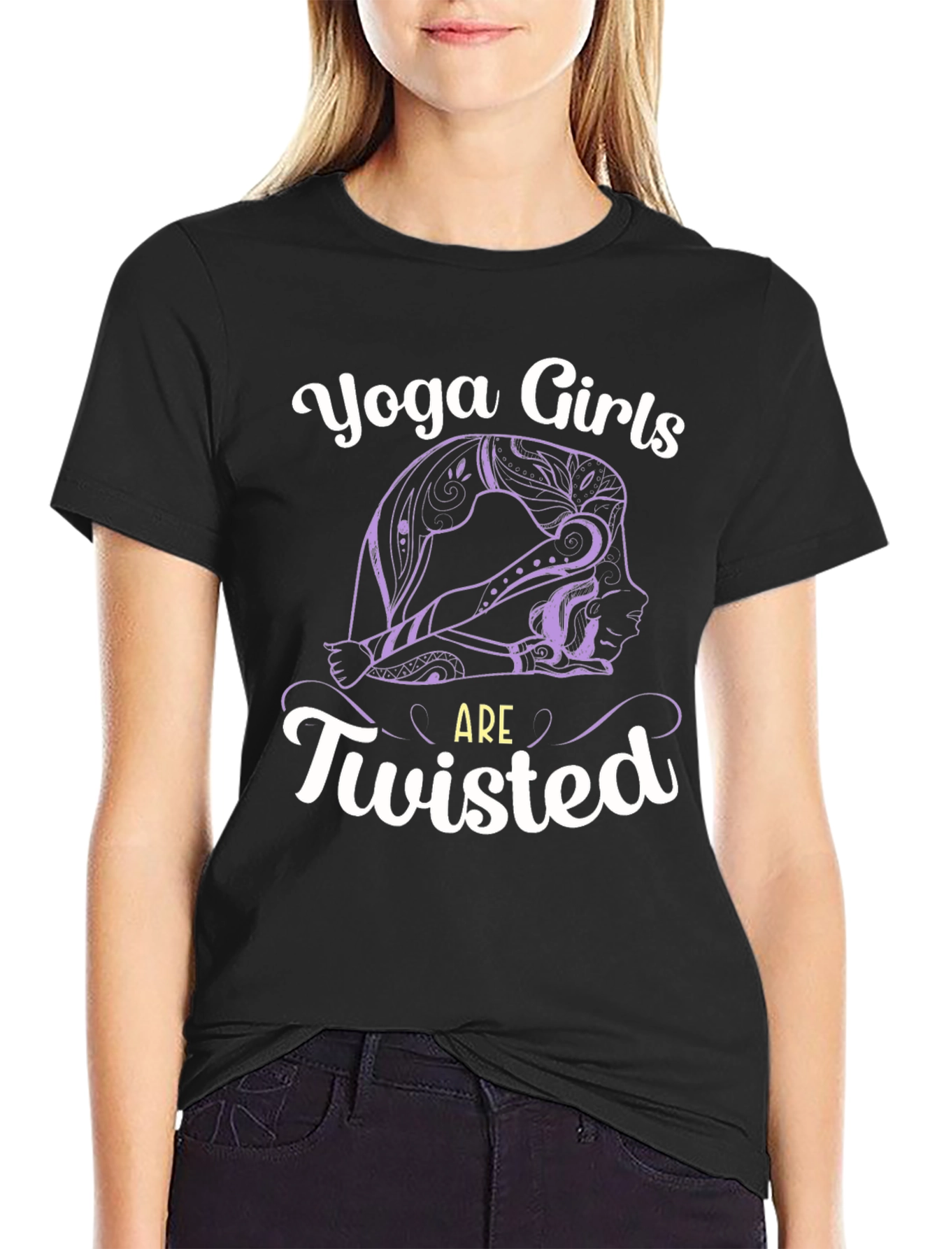 Camiseta Negra Yoga Girls are Twisted
