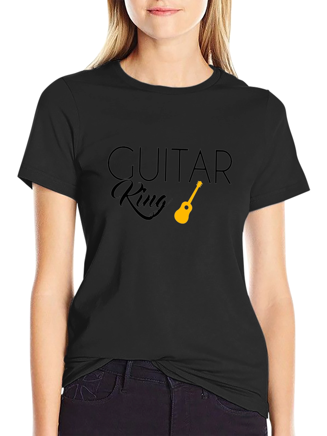 Camiseta Negra Guitar King para Amantes de la Música