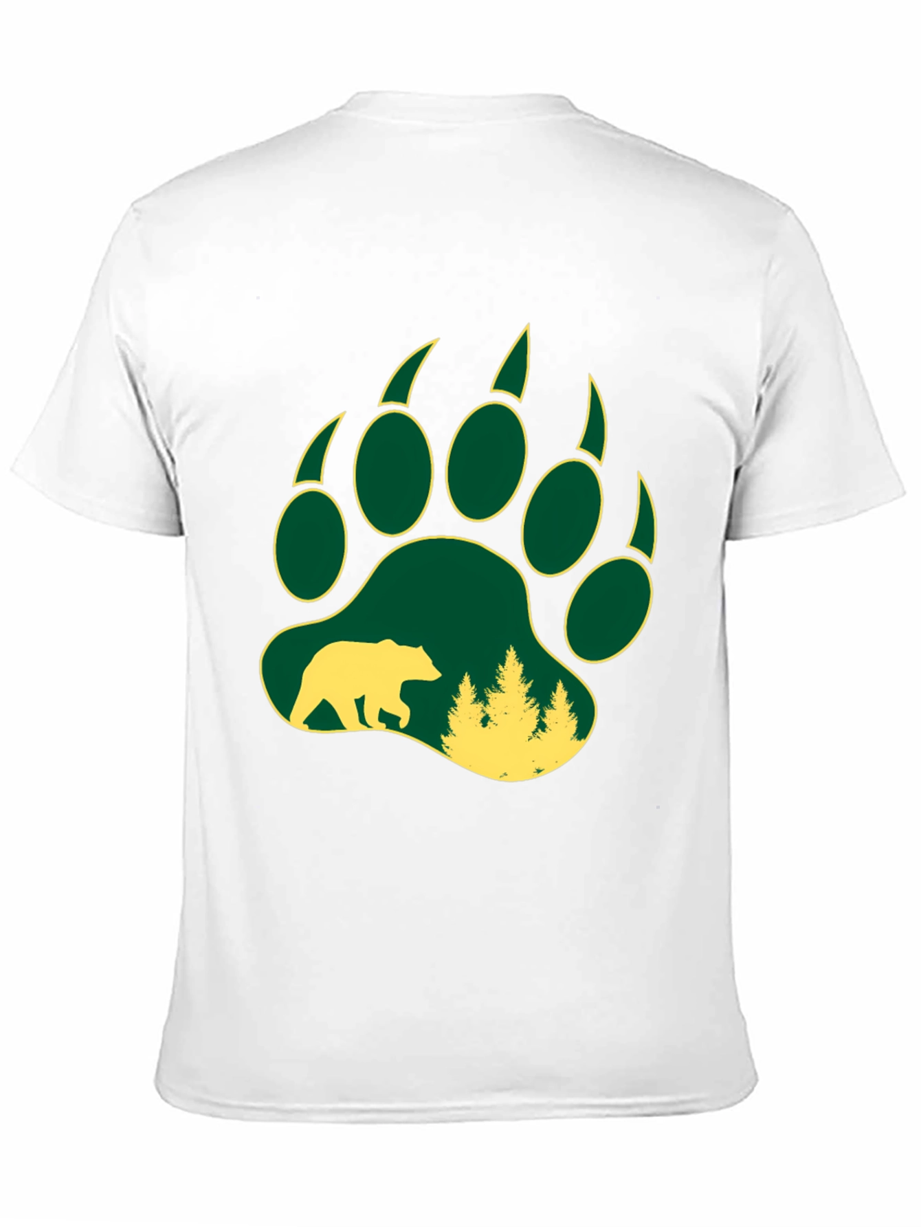 Camiseta Negra Hombre Huella Oso Bosque