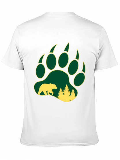 Camiseta Negra Hombre Huella Oso Bosque