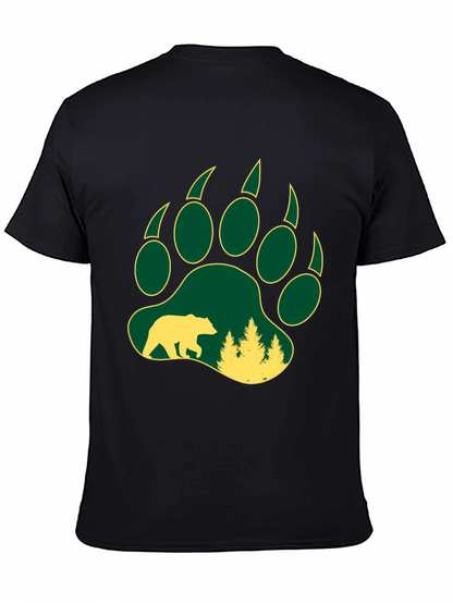 Camiseta Negra Hombre Huella Oso Bosque