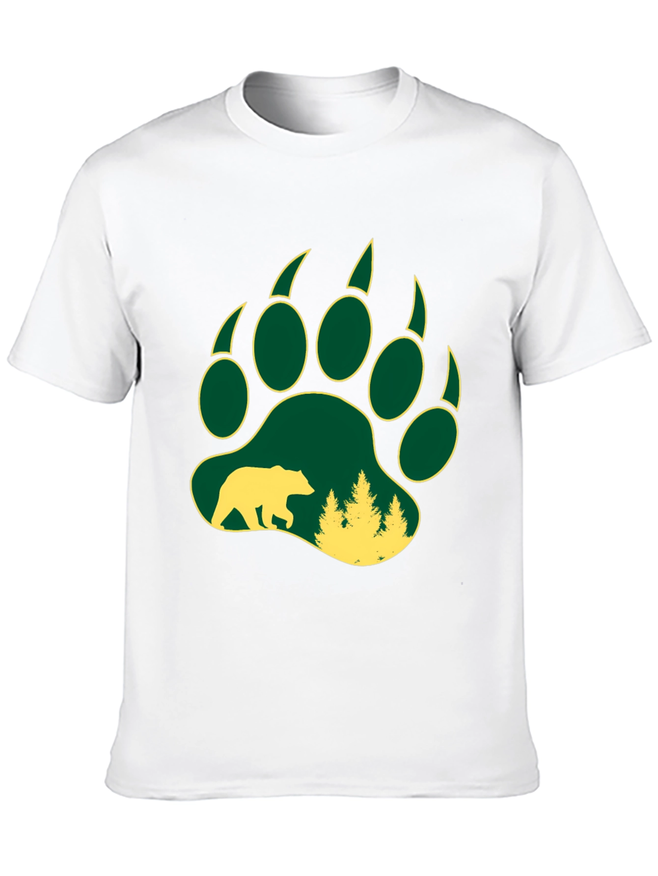 Camiseta Negra Hombre Huella Oso Bosque