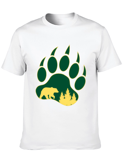 Camiseta Negra Hombre Huella Oso Bosque