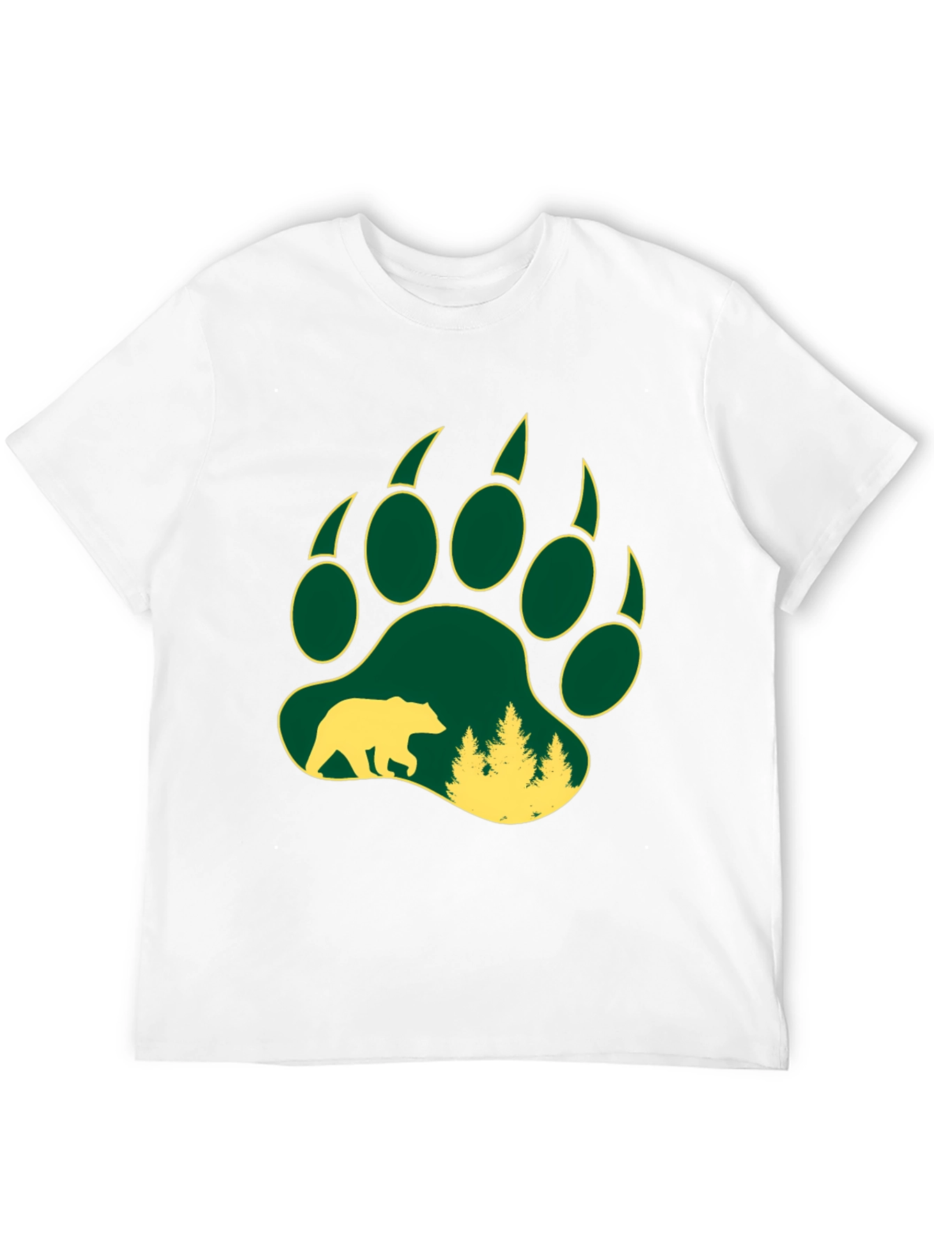 Camiseta Negra Hombre Huella Oso Bosque