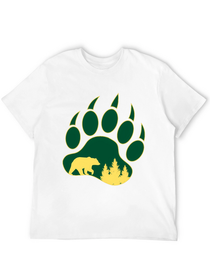 Camiseta Negra Hombre Huella Oso Bosque