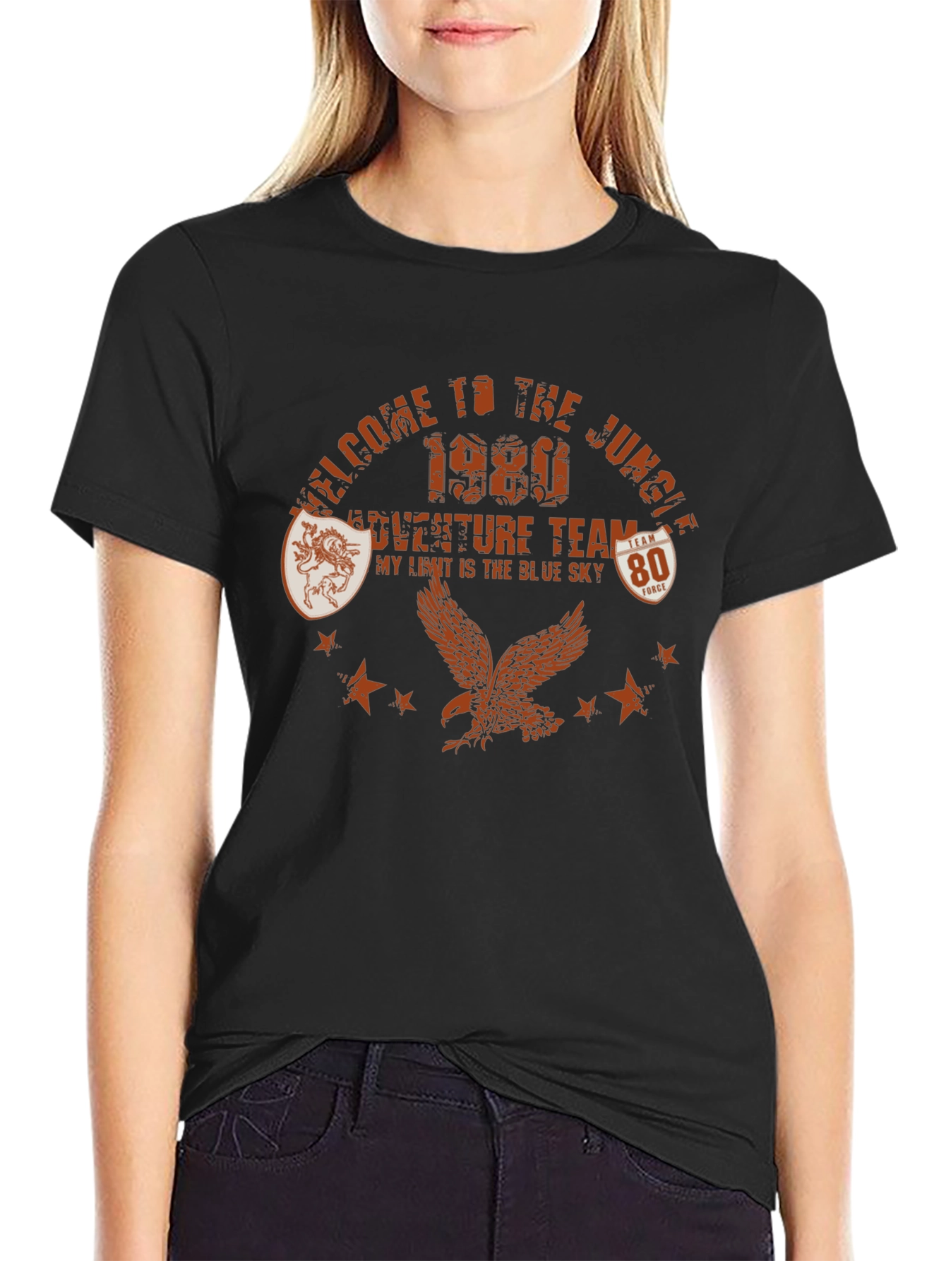 Camiseta Negra Welcome to the Jungle Estilo Retro