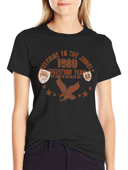 Camiseta Negra Welcome to the Jungle Estilo Retro