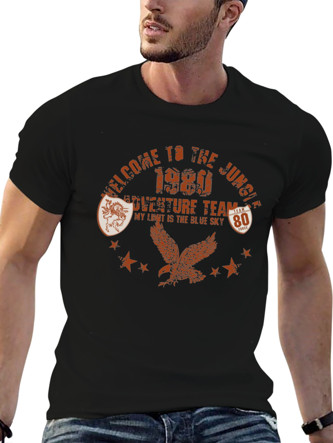 Camiseta Negra Welcome to the Jungle Estilo Retro