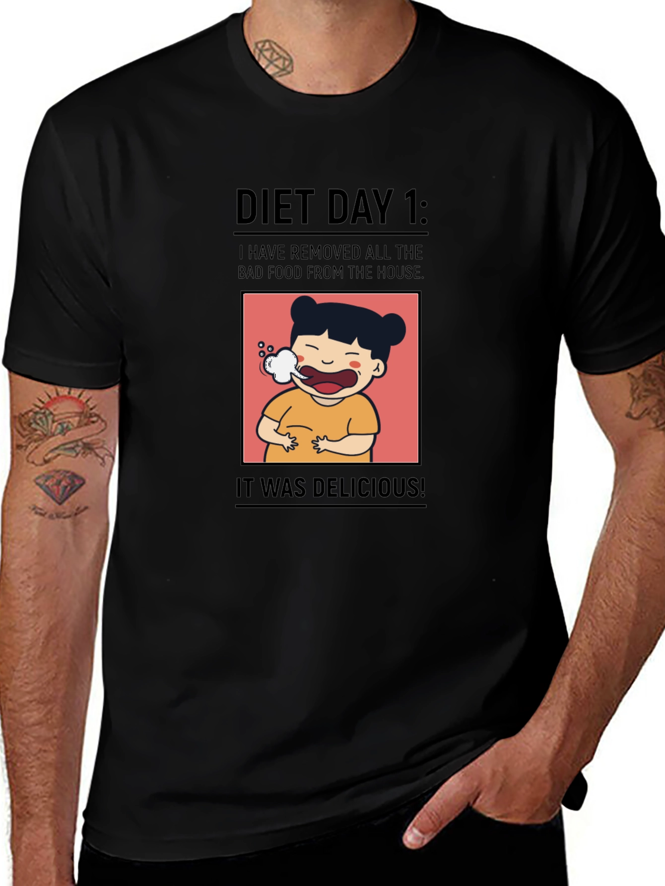 Camiseta Negra Día 1 de Dieta