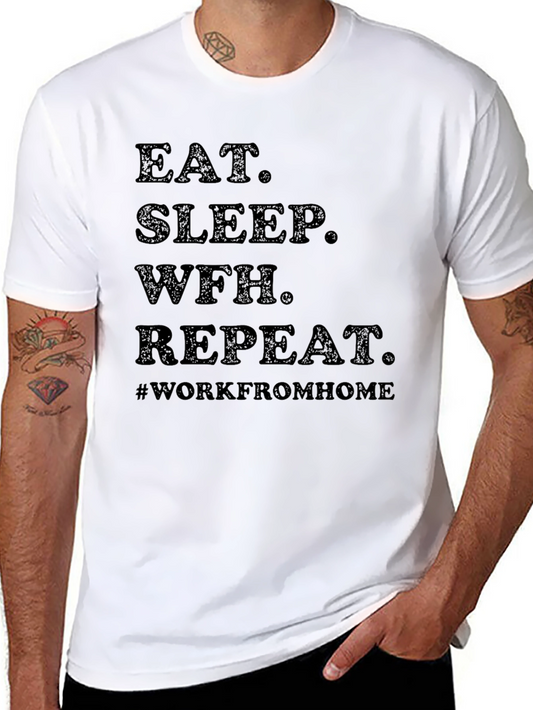 Camiseta Negra Eat Sleep WFH Repeat #WorkFromHome