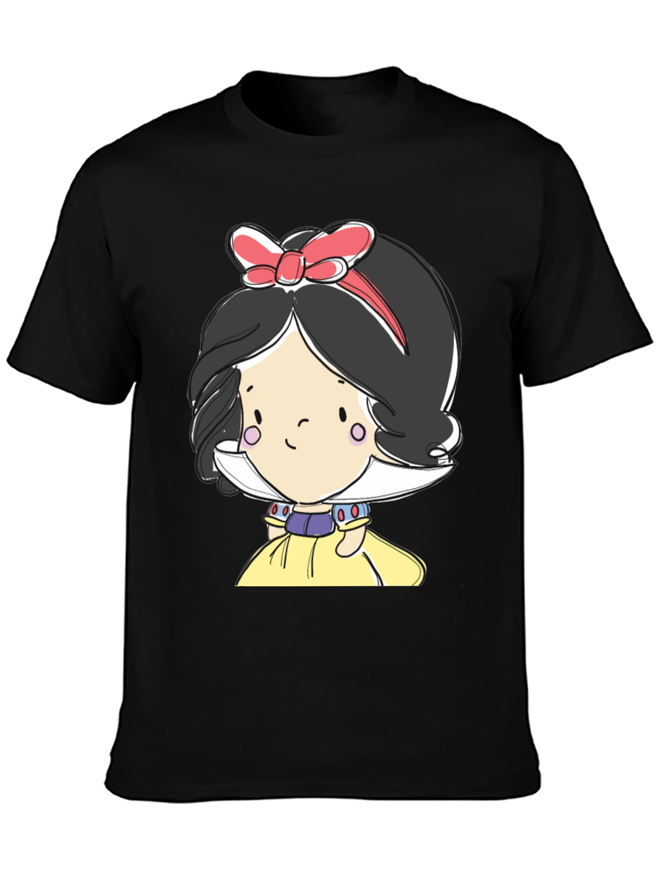 Camiseta Negra con Diseño de Princesa de Cuento