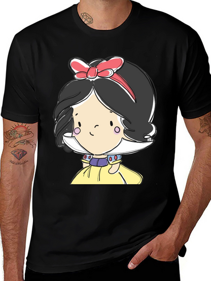 Camiseta Negra con Diseño de Princesa de Cuento