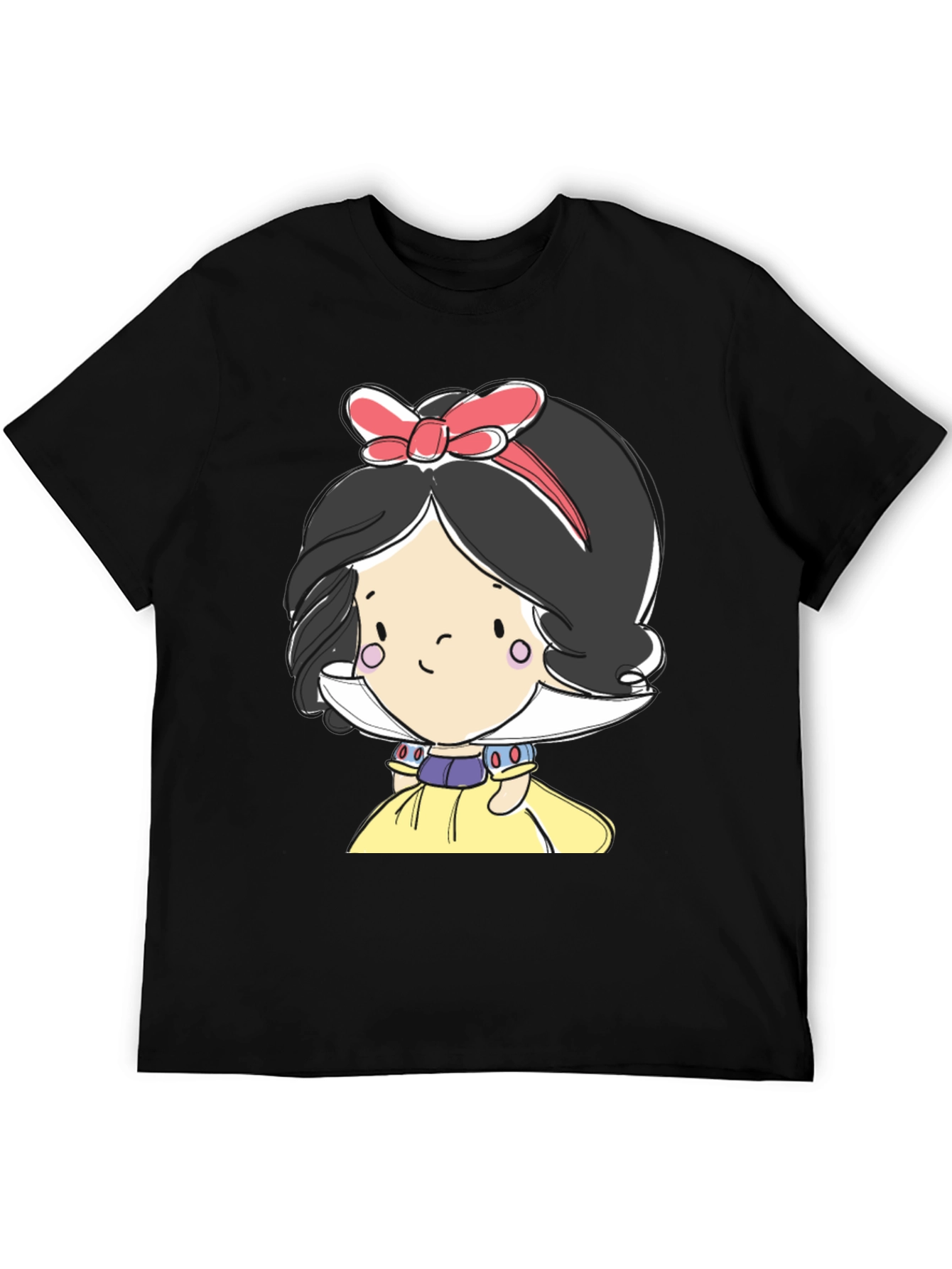 Camiseta Negra con Diseño de Princesa de Cuento