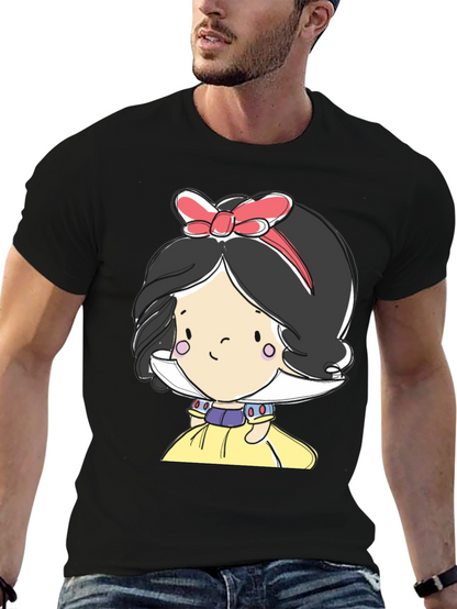 Camiseta Negra con Diseño de Princesa de Cuento
