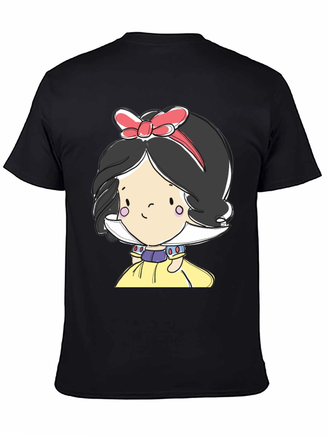 Camiseta Negra con Diseño de Princesa de Cuento