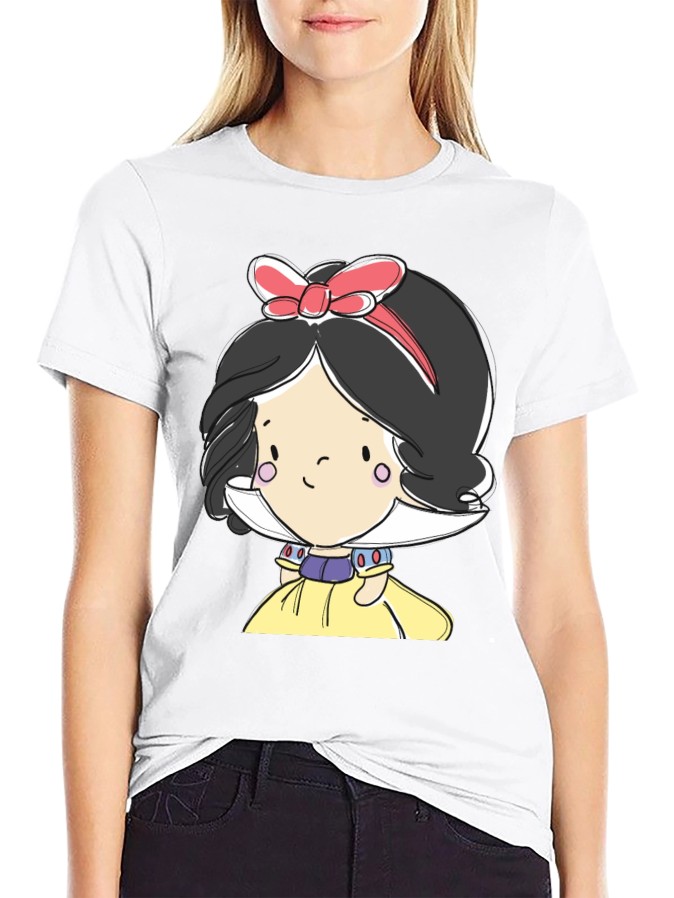 Camiseta Negra con Diseño de Princesa de Cuento