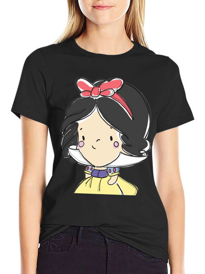 Camiseta Negra con Diseño de Princesa de Cuento