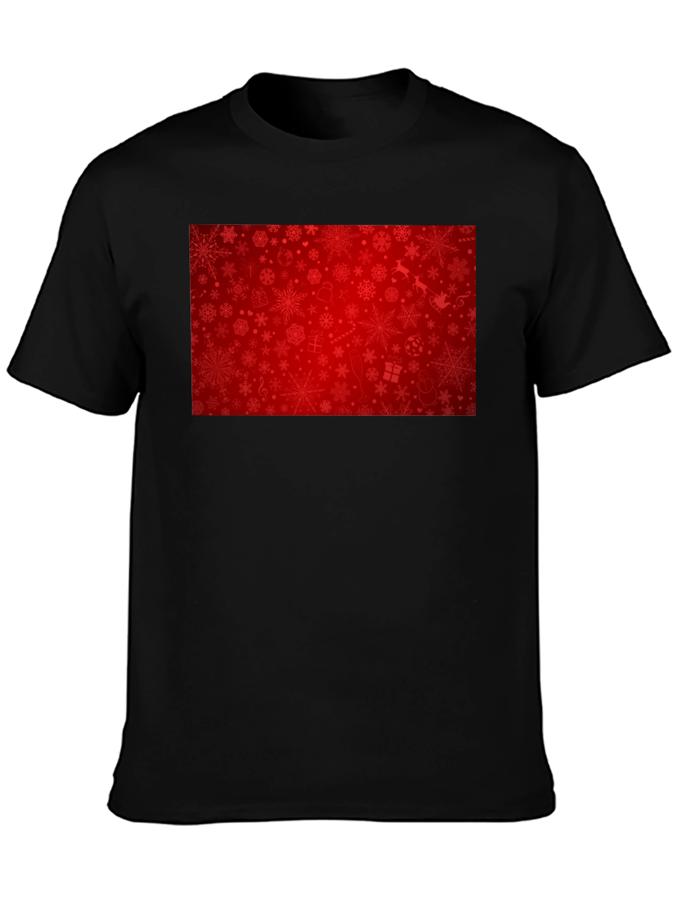 Camiseta Negra Navideña con Diseño Festivo Rojo