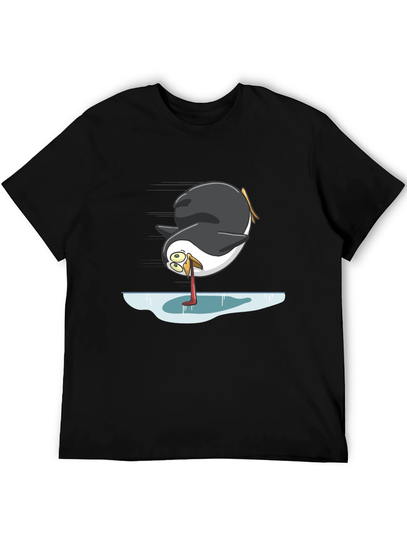 Camiseta Negra con Diseño Divertido de Pingüino