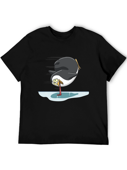 Camiseta Negra con Diseño Divertido de Pingüino