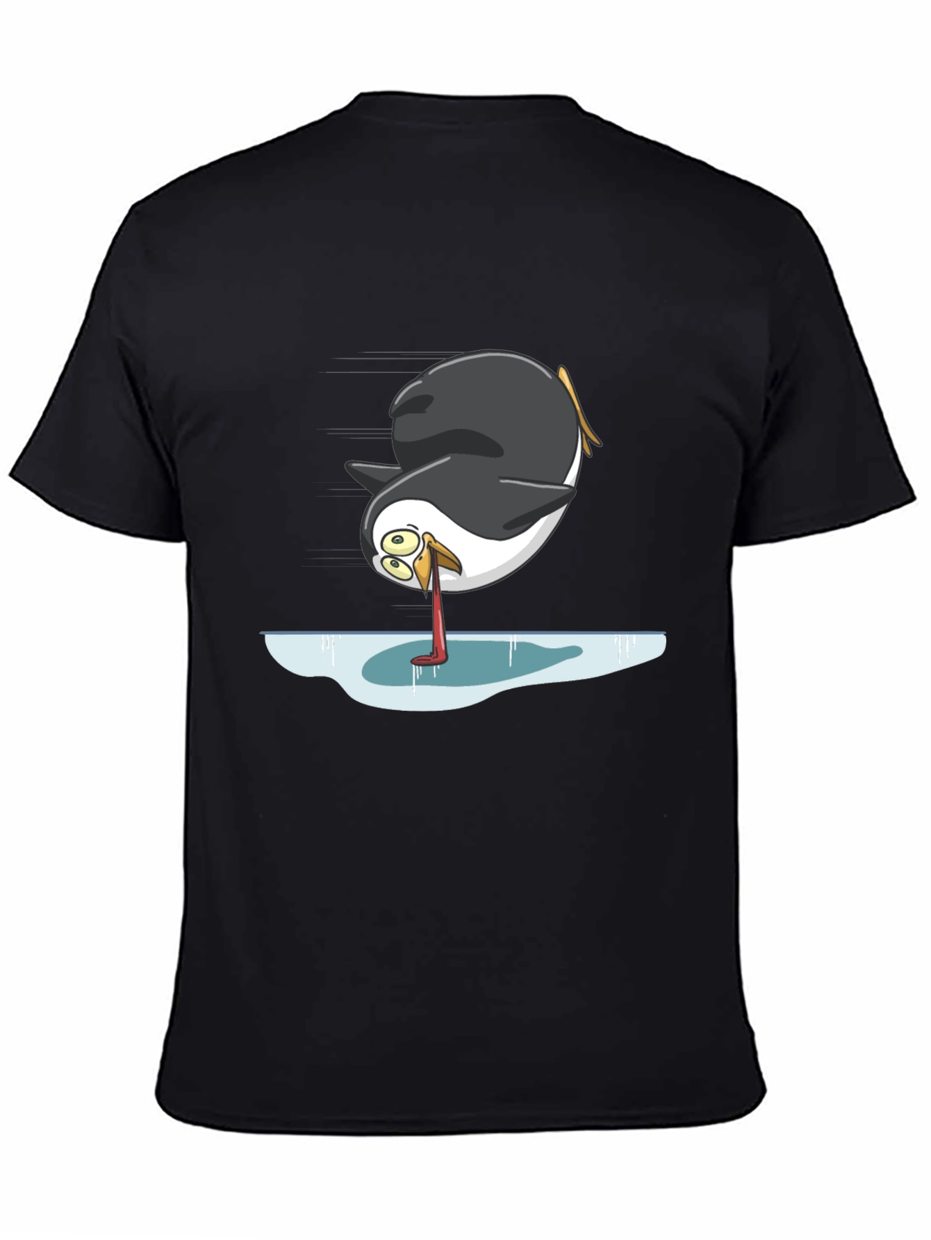 Camiseta Negra con Diseño Divertido de Pingüino