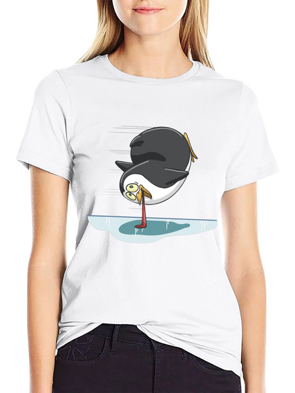 Camiseta Negra con Diseño Divertido de Pingüino