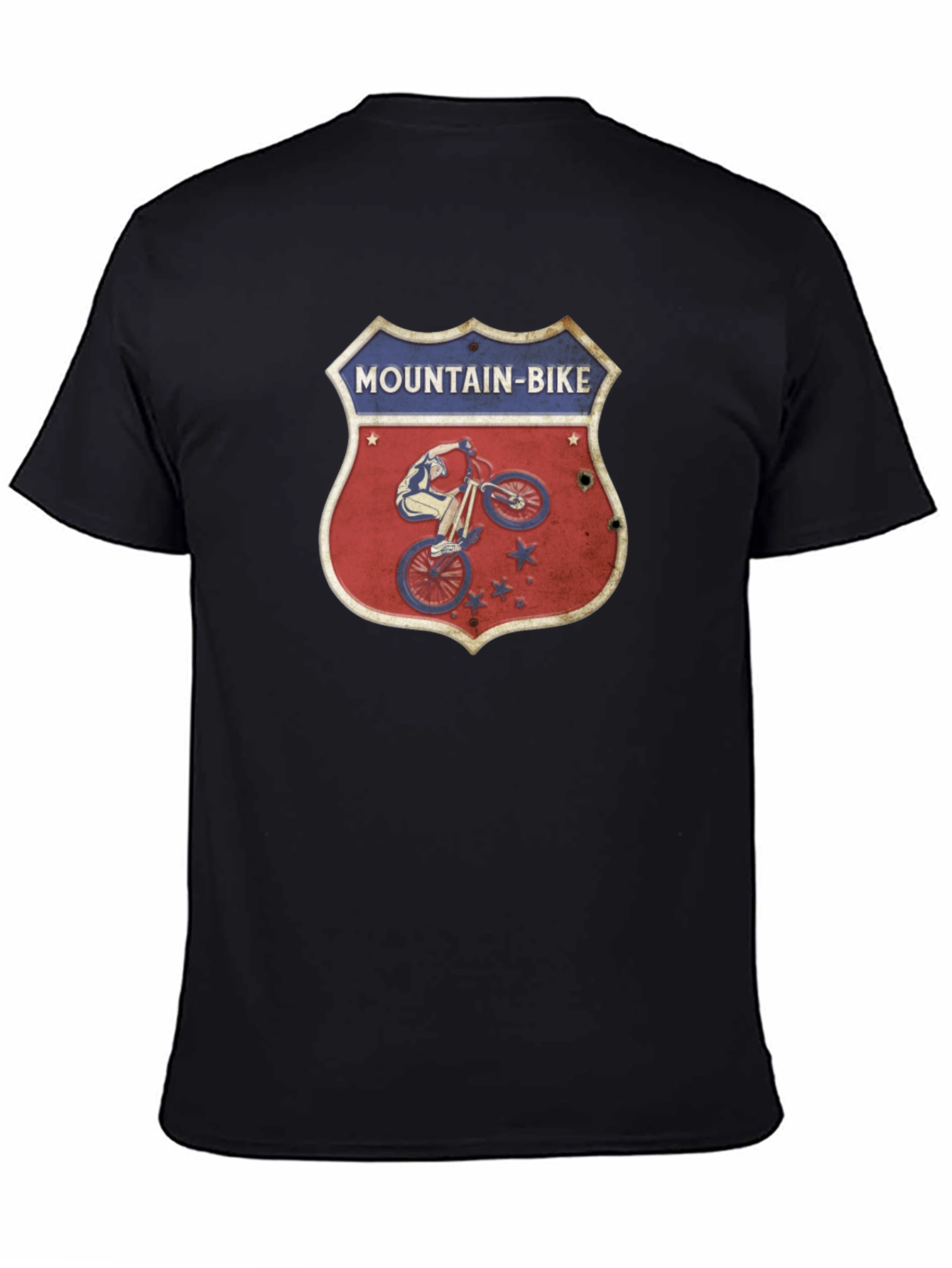 Camiseta Negra con Diseño de Bicicleta de Montaña Retro