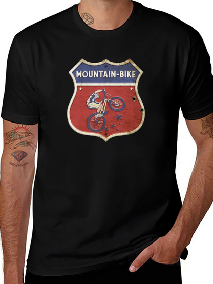 Camiseta Negra con Diseño de Bicicleta de Montaña Retro