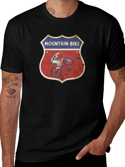 Camiseta Negra con Diseño de Bicicleta de Montaña Retro
