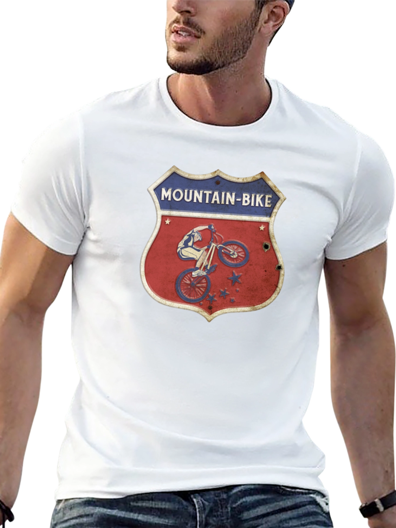 Camiseta Negra con Diseño de Bicicleta de Montaña Retro