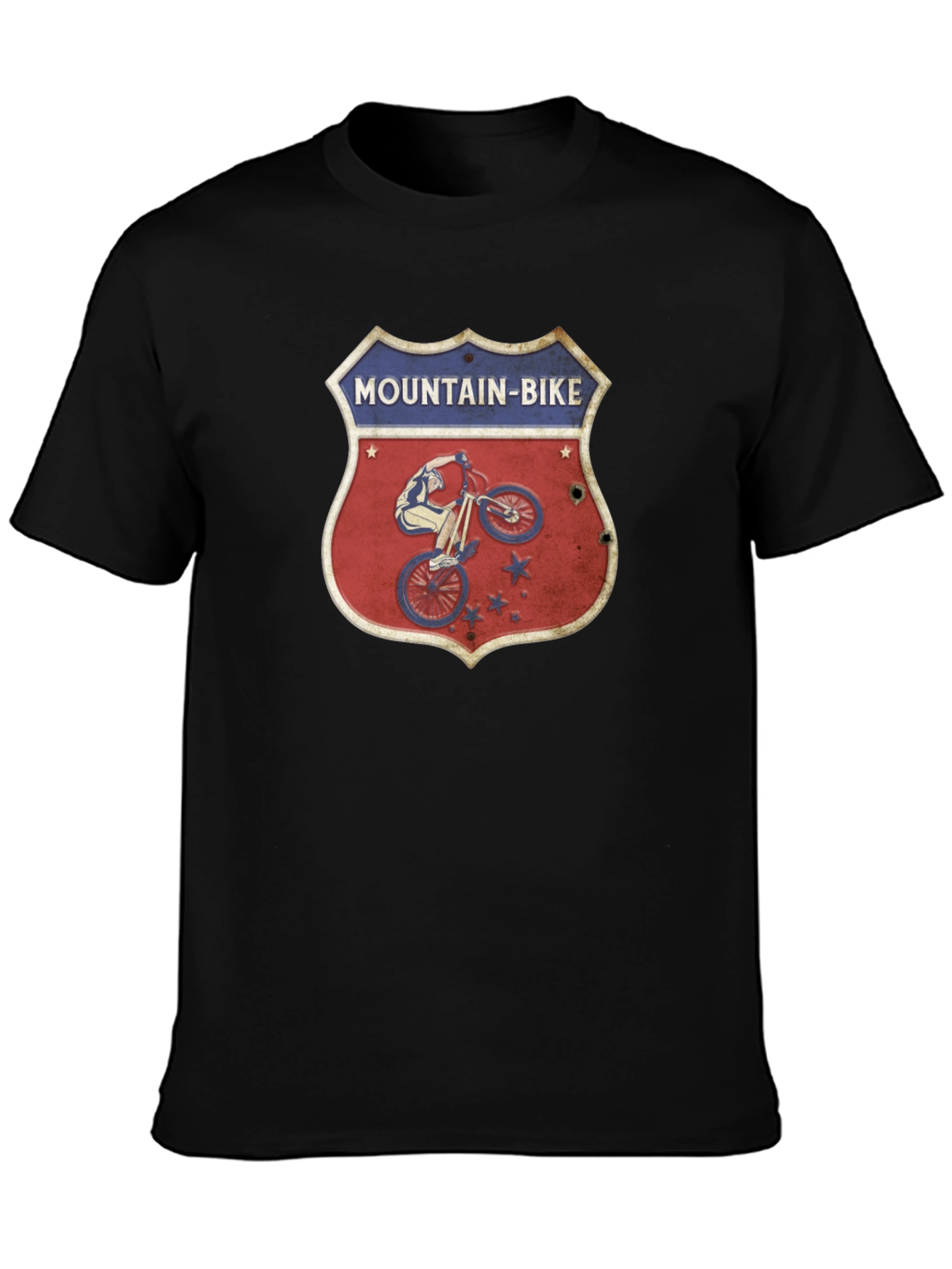 Camiseta Negra con Diseño de Bicicleta de Montaña Retro