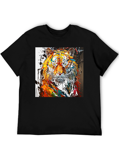 Camiseta Negra con Diseño de Tigre Abstracto