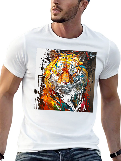 Camiseta Negra con Diseño de Tigre Abstracto