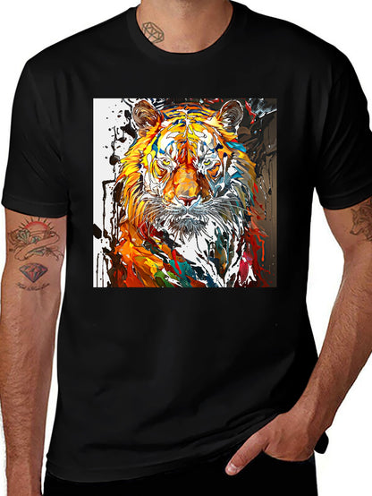 Camiseta Negra con Diseño de Tigre Abstracto