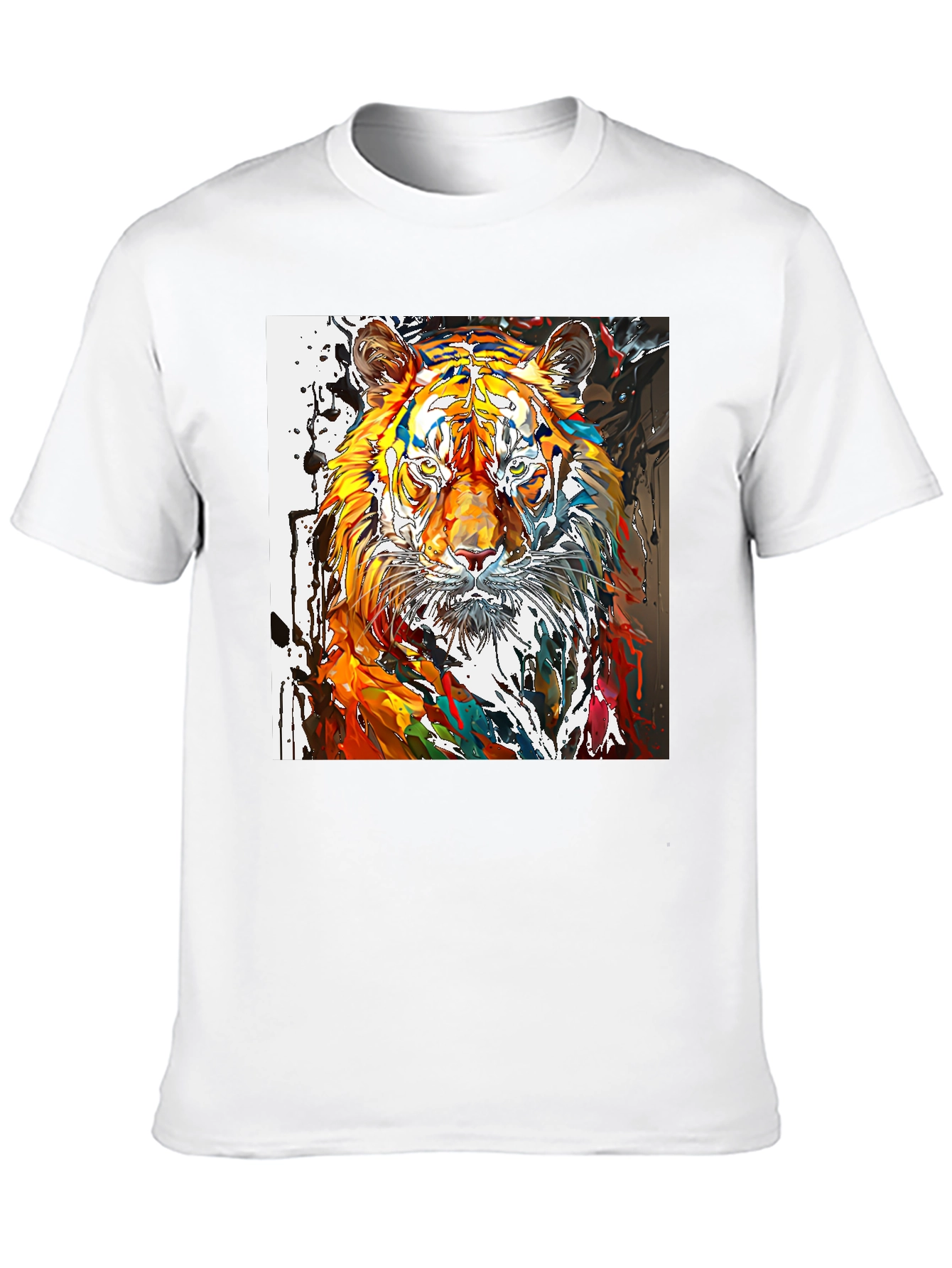 Camiseta Negra con Diseño de Tigre Abstracto