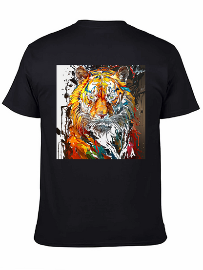 Camiseta Negra con Diseño de Tigre Abstracto
